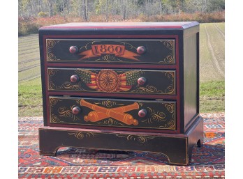 FOLK ART PAINTED PINE CHEST of DRAWERS