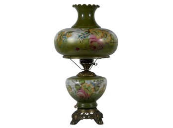 LARGE HAND PAINTED VICTORIAN BOUDOIR LAMP