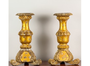 ITALIAN STYLE FAUX DISTRESSED CANDLESTICKS