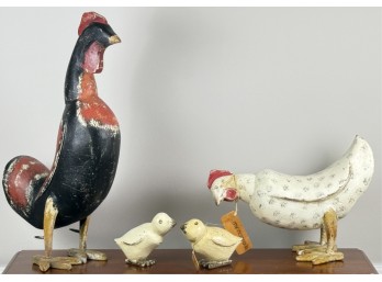 SMITH & HAWKEN ROOSTER & HEN w CHICKS