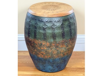PIER 1 MULTI COLORED DECORATIVE GARDEN DRUM