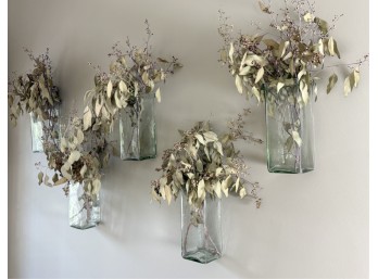(5) HANGING GLASS PLANTERS