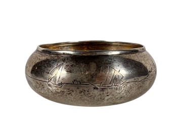 STERLING SILVER BOWL WITH ETCHED DESIGN