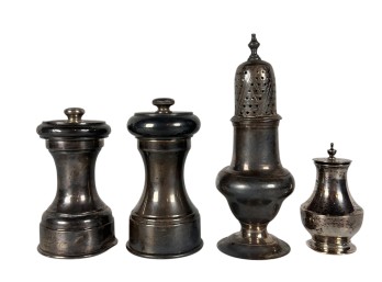 (4) STERLING SILVER SHAKERS/GRINDERS