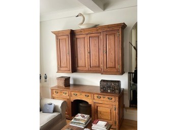 EARLY PANELED TWO PART CUPBOARD