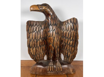 VINTAGE CARVED WOODEN PERCHED EAGLE