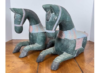 PAIR OF CARVED AND PAINTED FOLK ART HORSES