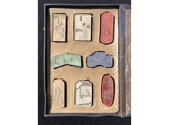 SET OF (8) CHINESE INK STONES IN FITTED BOX