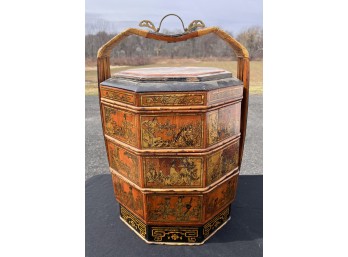 VINTAGE LACQUERED CHINESE WEDDING BASKET