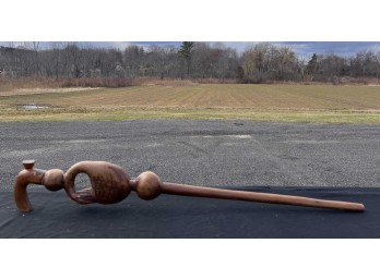 VINTAGE CARVED EXOTIC HARDWOOD CANE