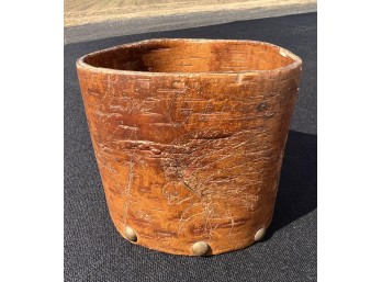 SIGNED NATIE AMERICAN HAND MADE BIRCH BARK VESSEL