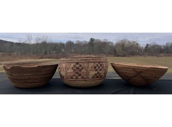 (3) VINTAGE NATIVE AMERICAN WOVEN BASKETS