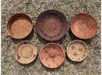 (6) VINTAGE NATIVE AMERICAN WOVEN BASKETS