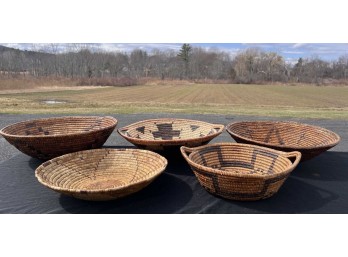 (5) VINTAGE NATIVE AMERICAN WOVEN BASKETS