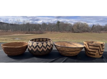 (4) VINTAGE NATIVE AMERICAN WOVEN BASKETS