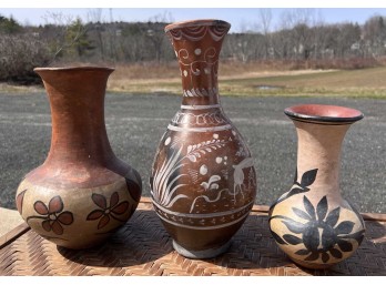 (3) PAINT DECORATED NATIVE AMERICAN POTTERY VASES