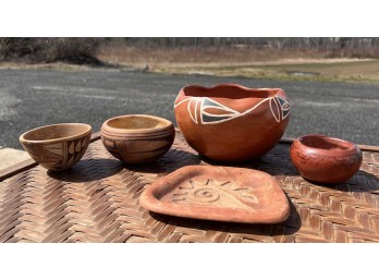 (5) PIECES OF NATIVE AMERICAN POTTERY