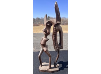 CARVED AFRICAN HARDWOOD SCULPTURE SIGNED NAMPOKA