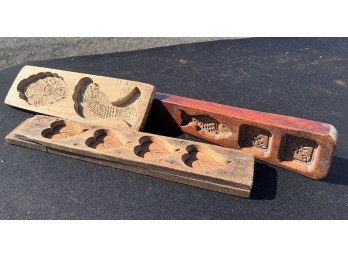 (3) ANTIQUE CARVED WOODEN BUTTER MOLDS