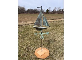 (20th c) COPPER SAILBOAT WEATHERVANE