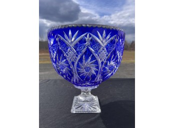 BOHEMIAN COBALT CUT TO CLEAR CENTERPIECE