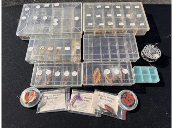 COLLECTION OF ARTIFICIAL FLIES AND FISHING LINE