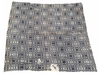 (19th c) BLUE & WHITE LINSEY-WOOLSEY COVERLET