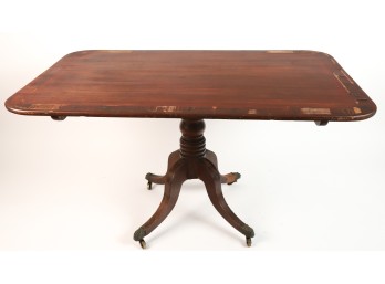 (19th c) BANDED MAHOGANY TILT-TOP BREAKFAST TABLE