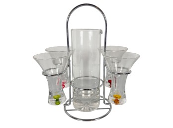 INTERESTING BLOWN GLASS COCKTAIL SET