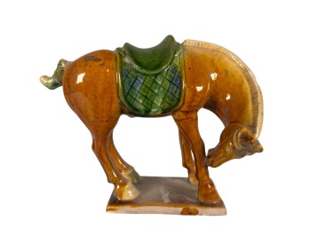 CHINESE GLAZED POTTERY HORSE FIGURE