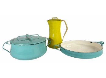 (3)  VINTAGE ENAMELED DANSK KITCHENWARE