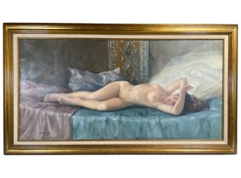 RESTING NUDE SIGNED OIL ON CANVAS