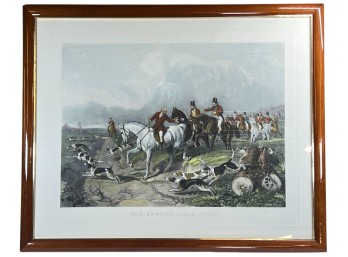 FOX HUNTING. THE FIND COLORED ENGRAVING