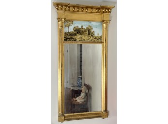 ANTIQUE FEDERAL GILT EGLOMISE PANEL MIRROR