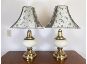 PAIR of ENAMELED BRASS TABLE LAMPS
