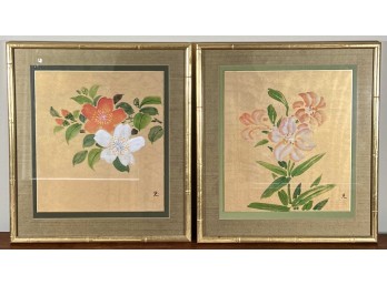 (2) ASIAN GOUACHES of FLOWERS