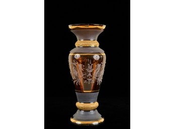 BOHEMIA CRYSTALEX BRONZE MOUNTED VASE