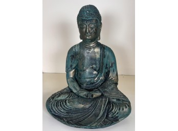 PAINTED CAST STONE FIGURE of BUDDHA