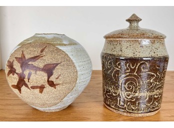 (2) ARTISAN CRAFTED EARTHENWARE VESSELS