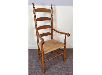 (18th c) MAPLE and OAK LADDER BACK ARMCHAIR
