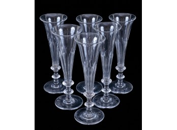 (6) TRUMPET FORM CRYSTAL CHAMPAGNE FLUTES