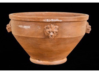 ITALIAN TERRA COTTA PLANTER with LION HEADS