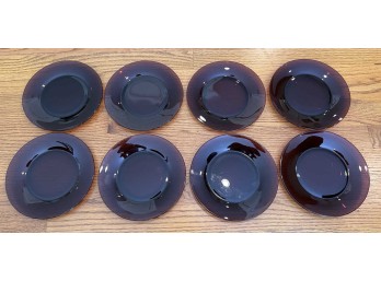 (8) AMETHYST GLASS DESSERT / SALAD PLATES