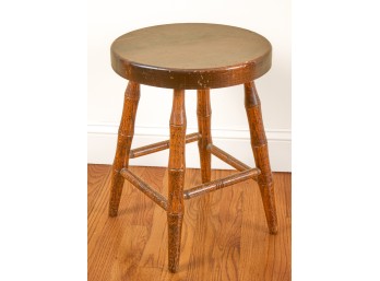 PINE & OAK STOOL with BAMBOO TURNED LEGS
