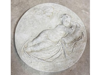 CAST STONE ROUNDEL of a SLEEPING PUTTO