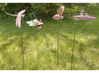 (4) ARTISAN MADE COPPER GARDEN ORNIMENTS