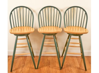 (3) BOW BACK HIGH SWIVEL STOOLS