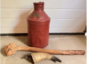 ROOT CLUB, HORN DRINKING CUP, 1912 MILK TIN