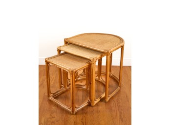 (3) BAMBOO and RATON NESTING TABLES