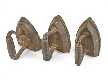 (3) CAST IRON HAND IRONS